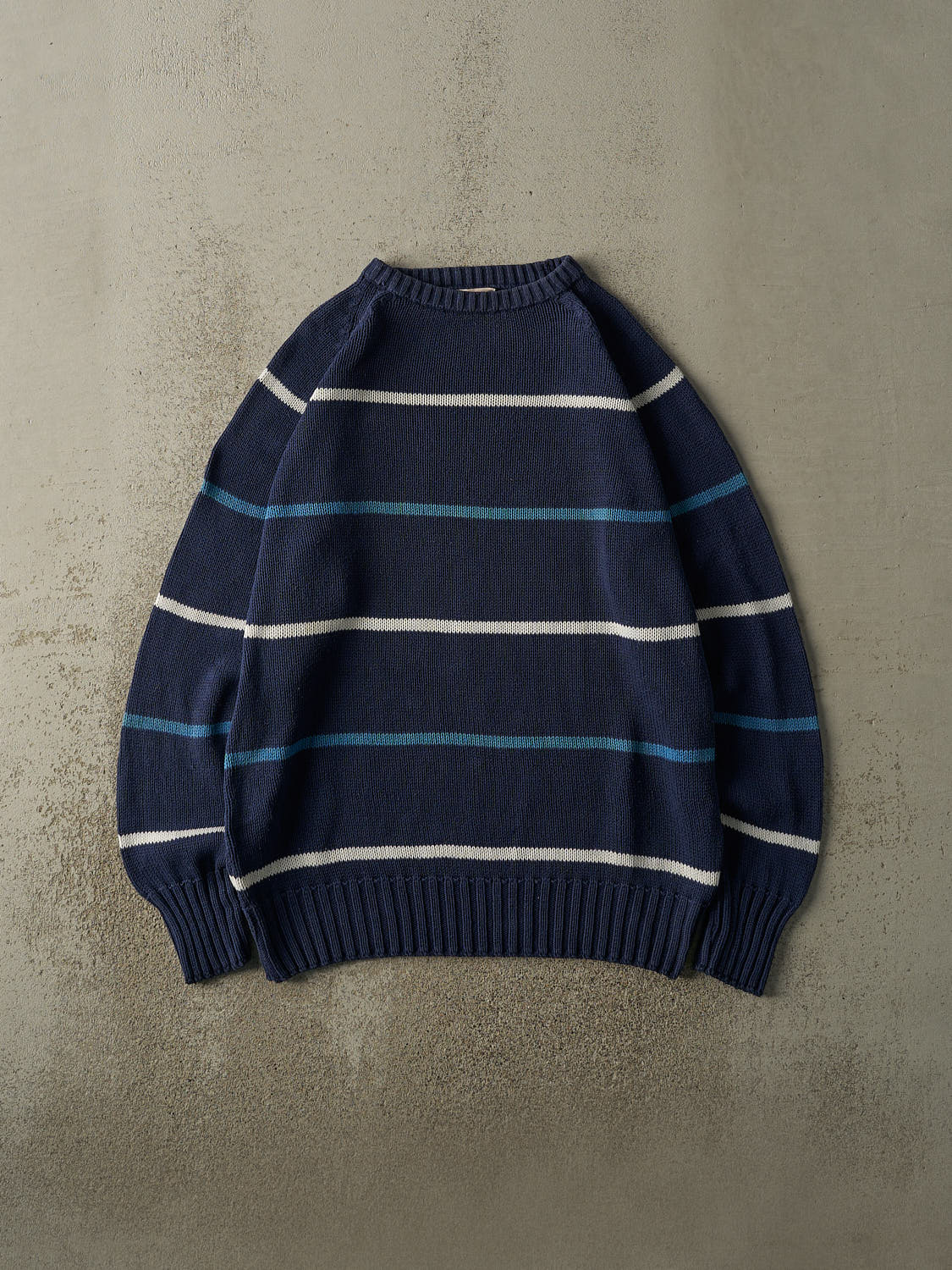 Vintage Y2K Navy Blue Striped Knit (L/XL)