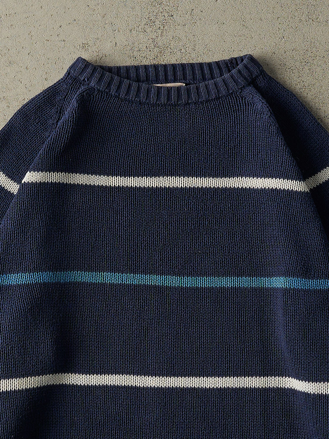 Vintage Y2K Navy Blue Striped Knit (L/XL)