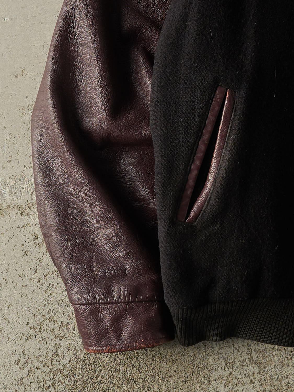 Vintage 90s Black & Burgundy Embroidered Varsity Jacket (L/XL)