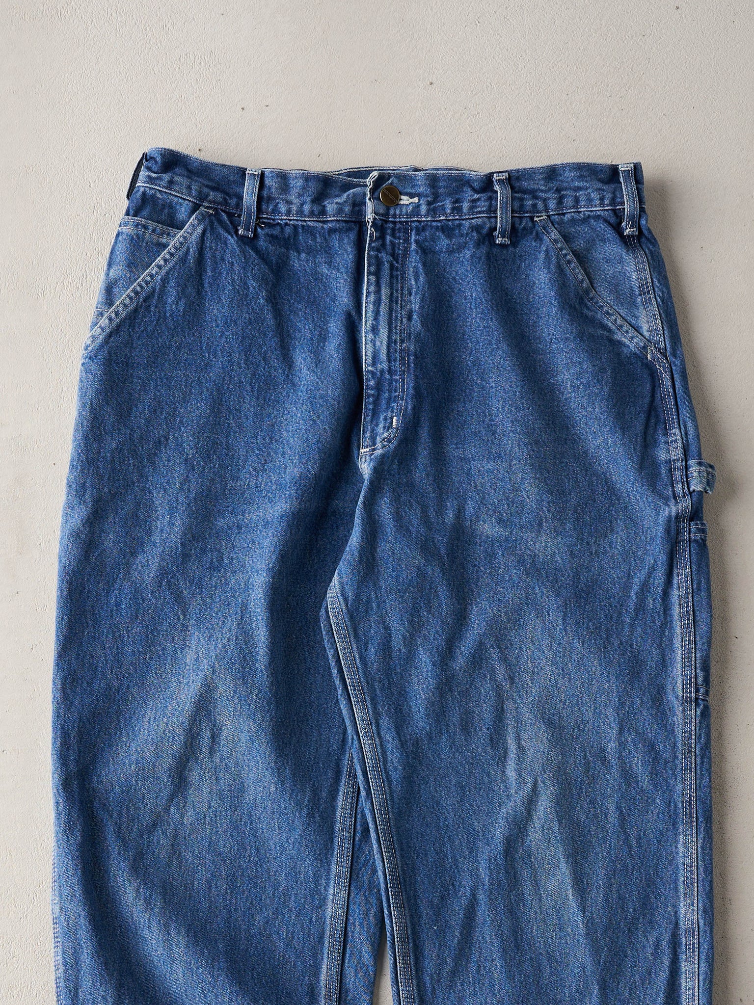 Vintage Y2K Washed Blue Dungaree Carhartt Carpenter Denim Pants (34x31)