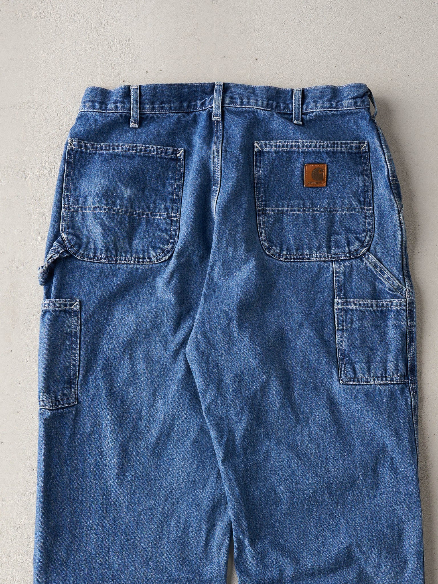 Vintage Y2K Washed Blue Dungaree Carhartt Carpenter Denim Pants (34x31)