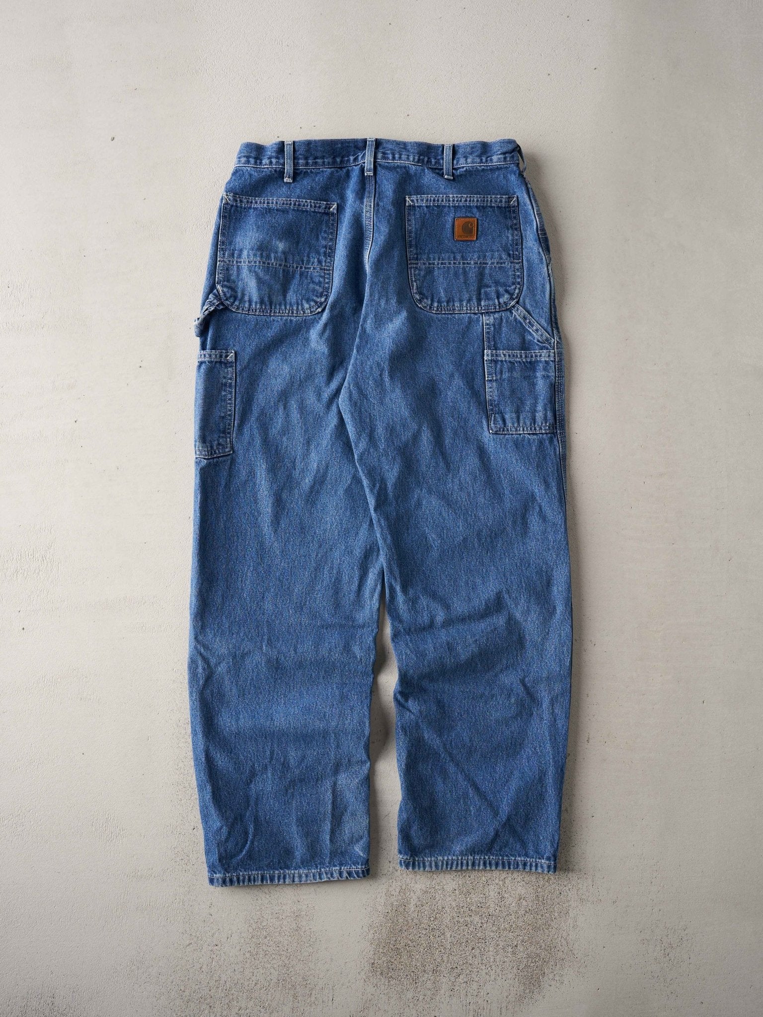 Vintage Y2K Washed Blue Dungaree Carhartt Carpenter Denim Pants (34x31)