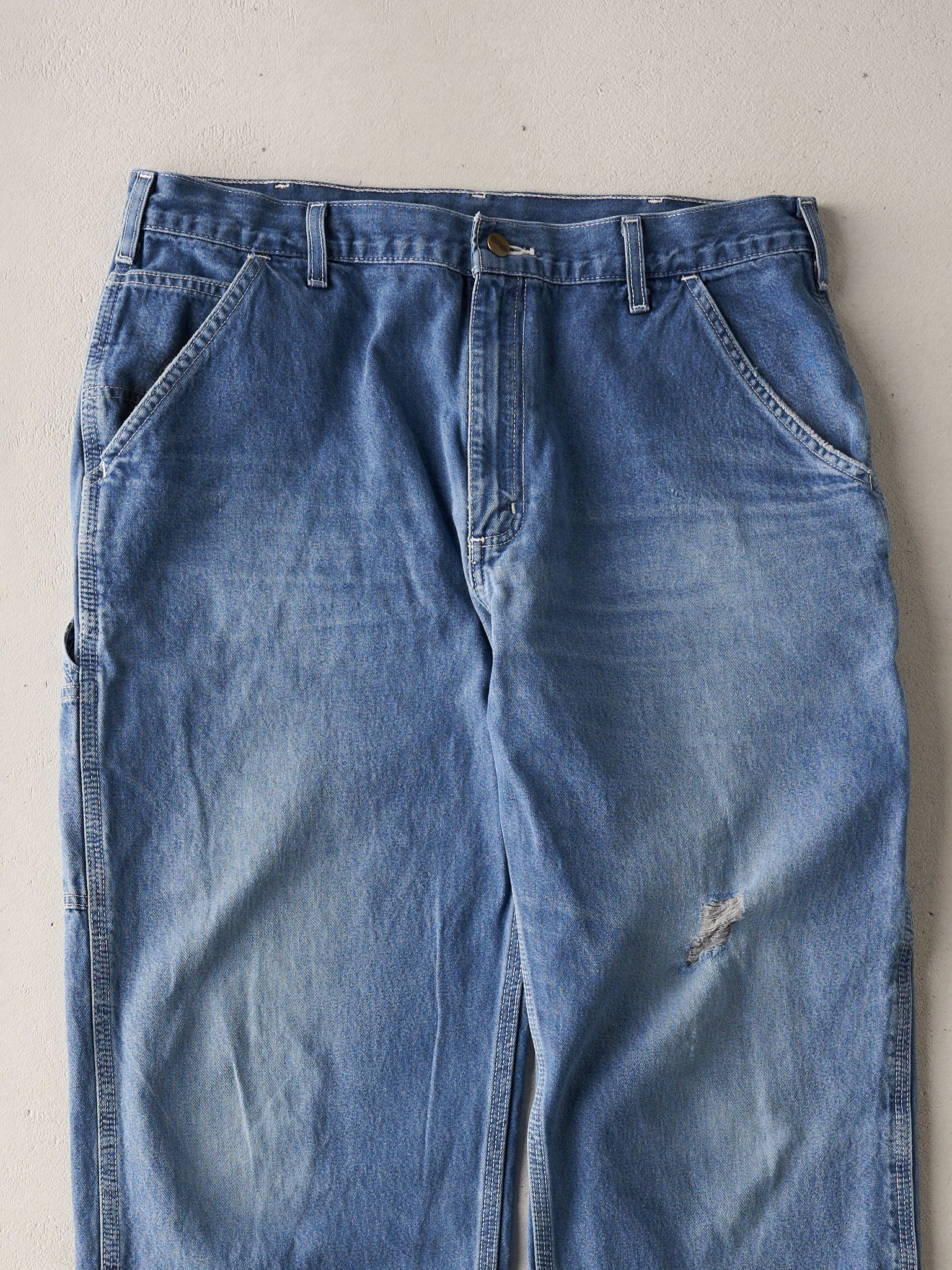 Vintage Y2K Washed Blue Carhartt Carpenter Distressed Denim Pants (36x29)