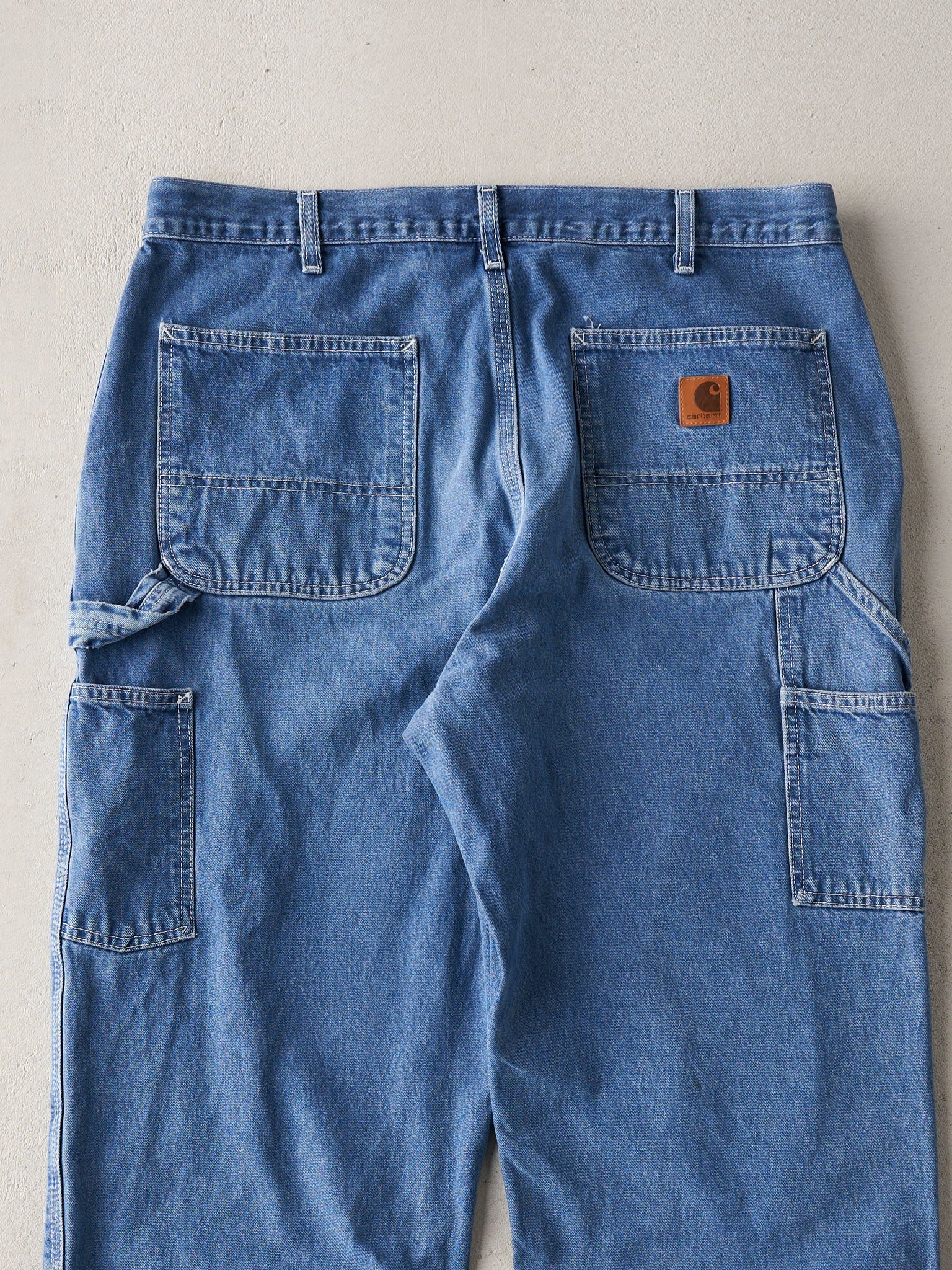 Vintage Y2K Washed Blue Carhartt Carpenter Distressed Denim Pants (36x29)