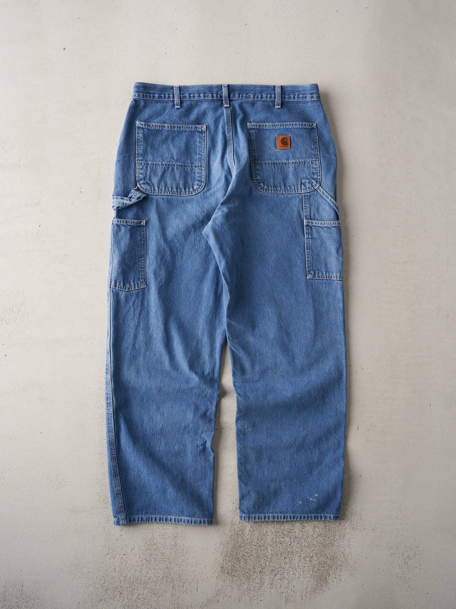 Vintage Y2K Washed Blue Carhartt Carpenter Distressed Denim Pants (36x29)