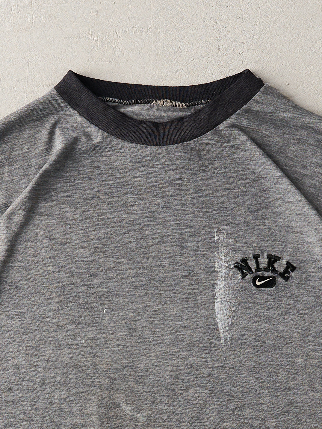 Vintage 90s Washed Grey Nike Ringer Tee (M)