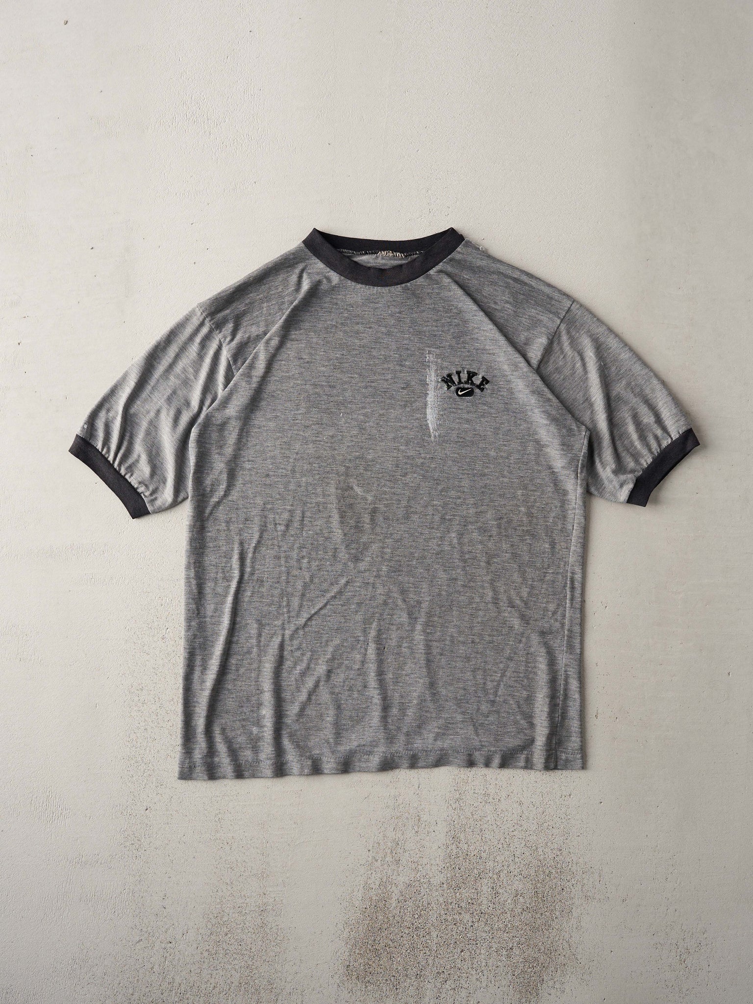 Vintage 90s Washed Grey Nike Ringer Tee (M)