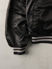 Vintage 90s Black Raiders Satin Varsity Jacket (L)