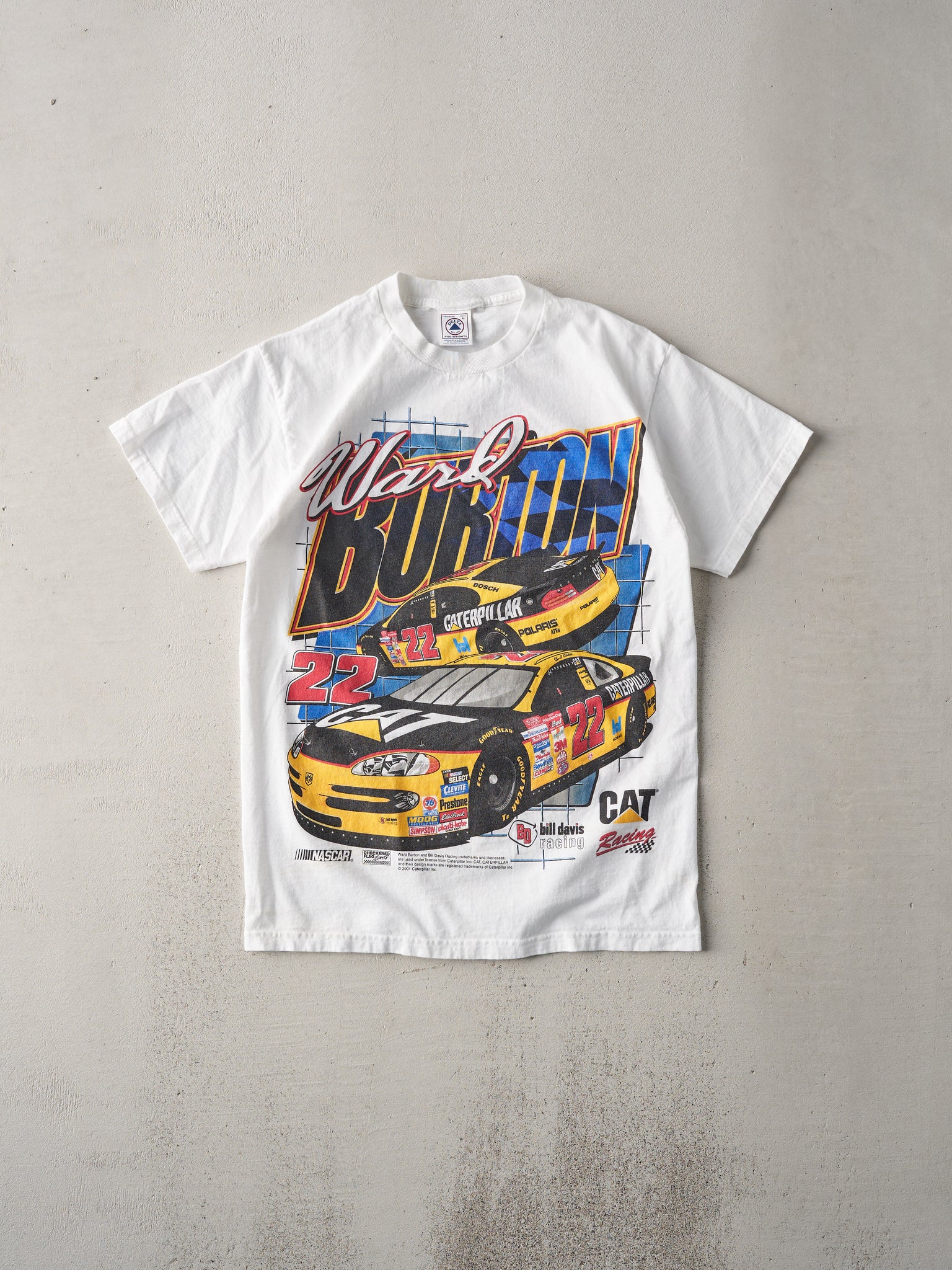 Vintage 01' White Ward Burton Nascar Racing Tee (S)