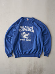 Vintage 90s Cobalt Blue 8th Annual Fishing Derby Deer Lake Crewneck (L)