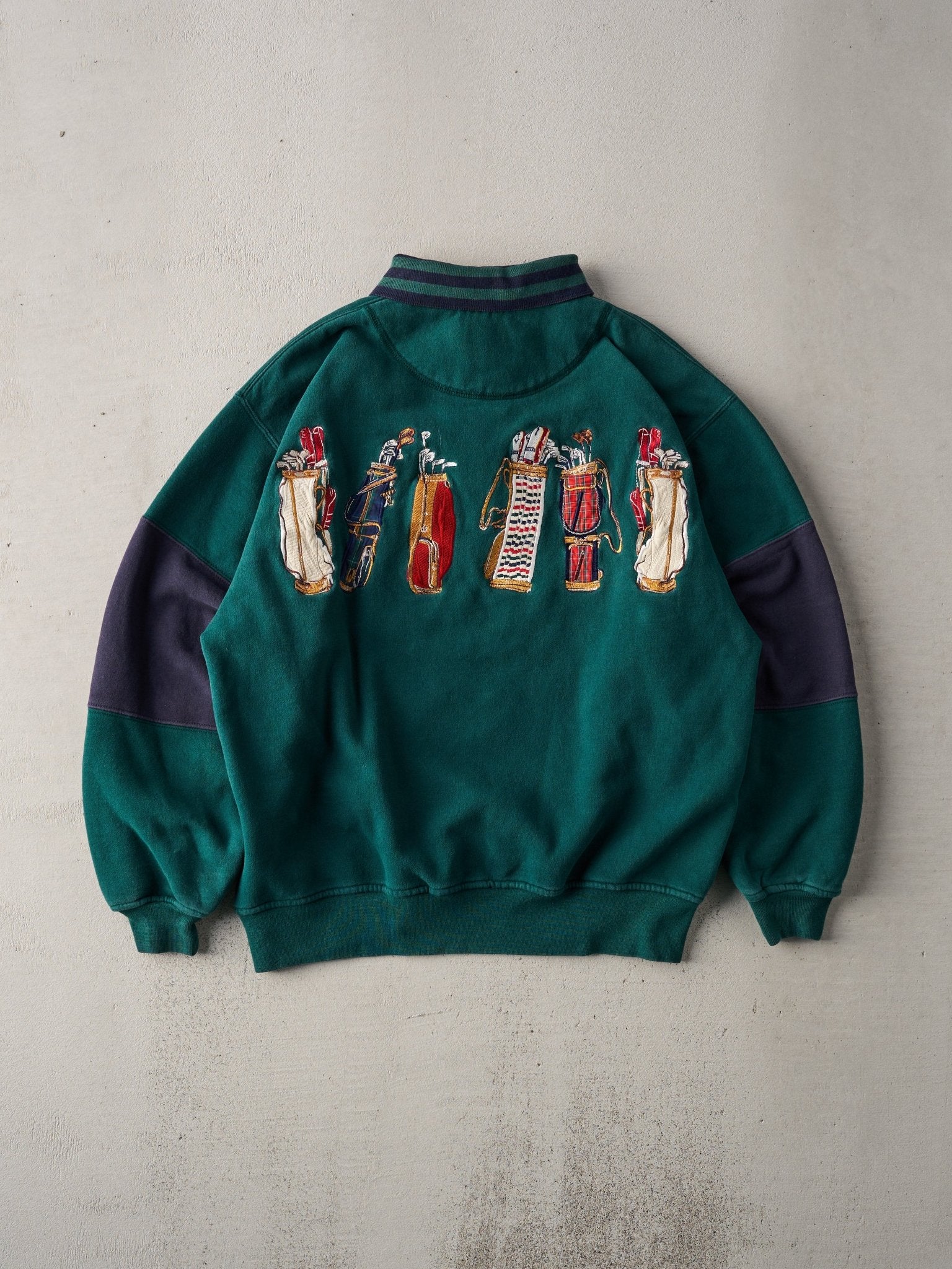 Vintage 80s Forest Green Embroidered Cutter and Buck Golf Collard Crewneck (L)