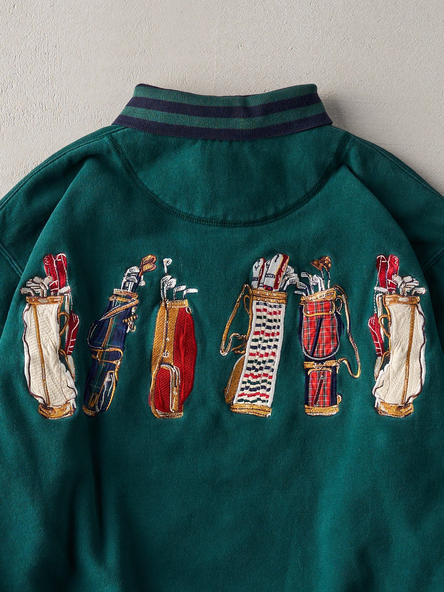 Vintage 80s Forest Green Embroidered Cutter and Buck Golf Collard Crewneck (L)
