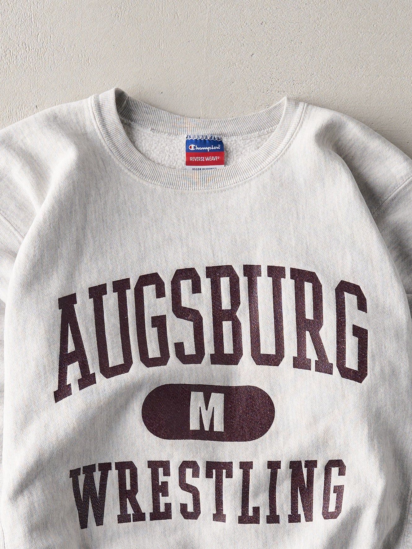 Vintage 90s Washed Grey Augsburg Wrestling Crewneck (M)