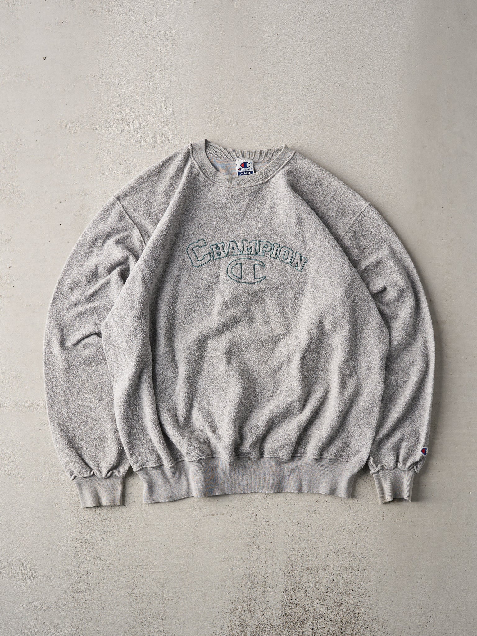 Vintage 90s Light Grey Champion Inside Out Crewneck (L)