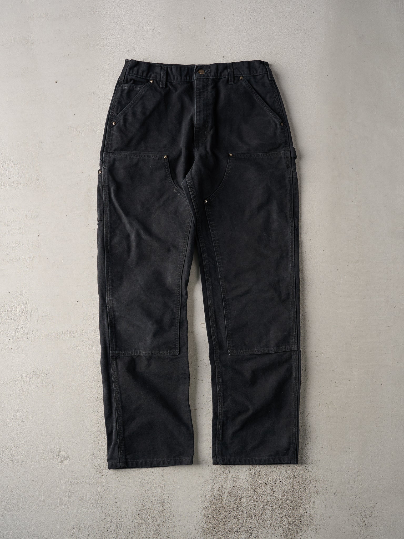 Vintage 90s Black Carhartt Dungaree Fit Double Knee Carpenter Pants (32x32)