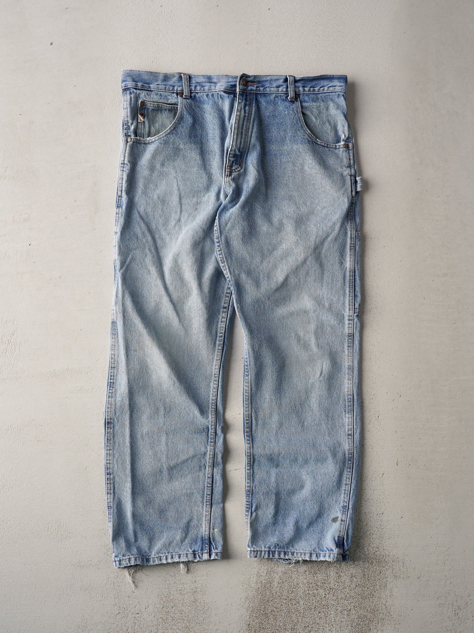 Vintage 90s Light Wash Work King Carpenter Denim Jeans (37x30)