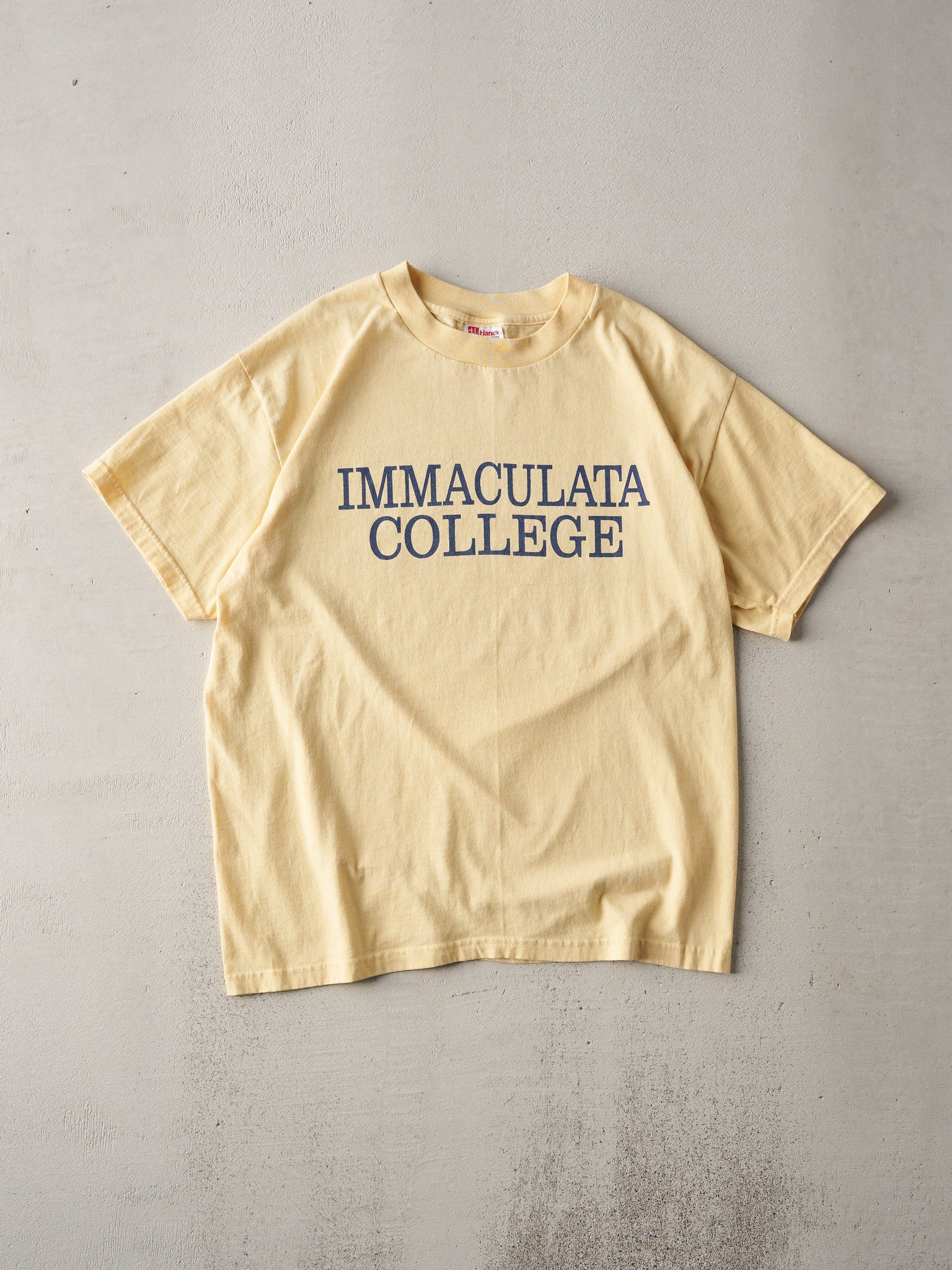 Vintage 90s Yellow Immaculata College Tee (M)