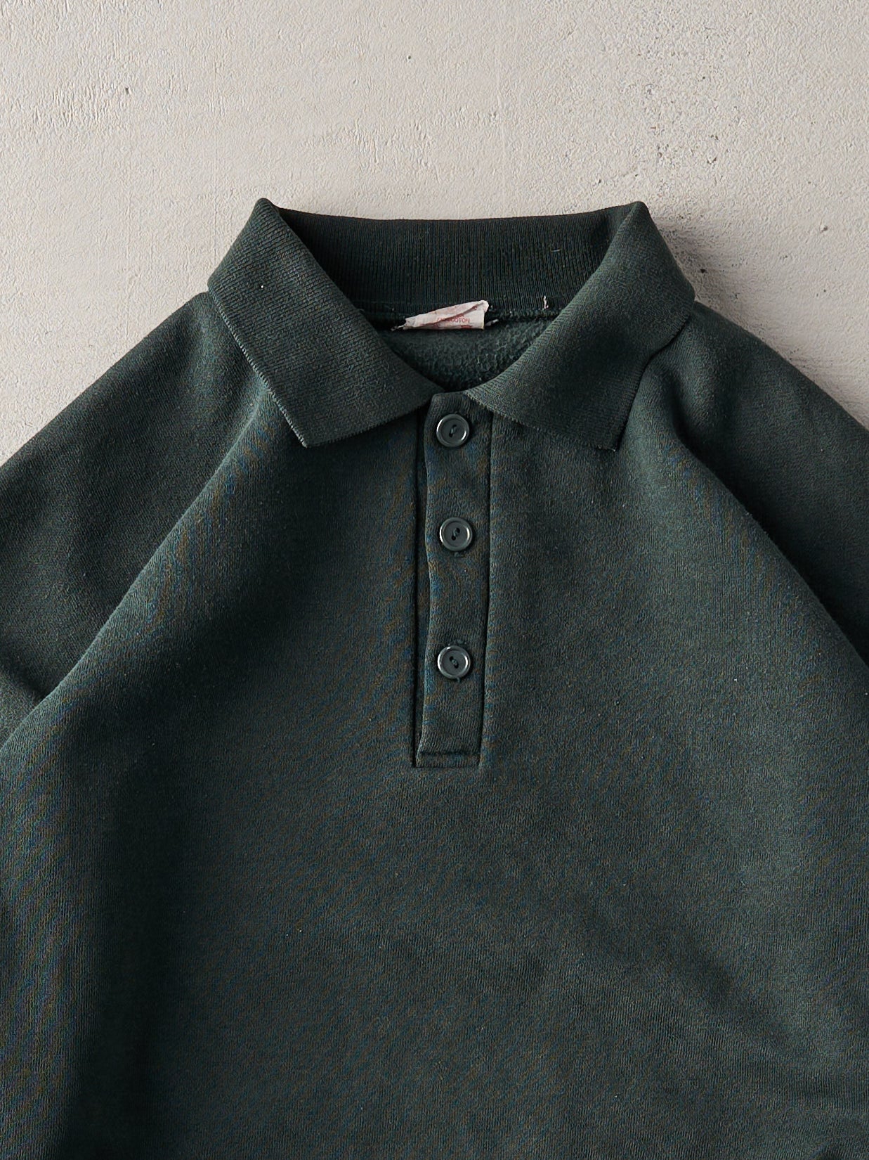 Vintage 80s Forest Green Blank Quarter Button Up Sweater (L)