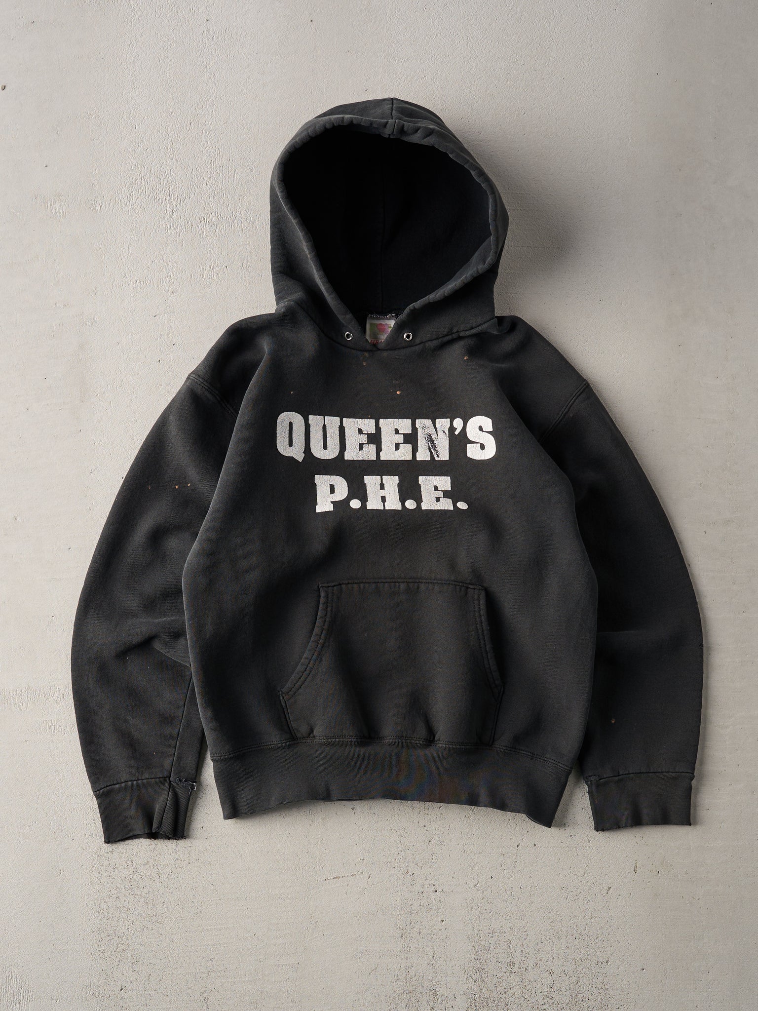 Vintage 90s Faded Black Queens PHE Hoodie (M)