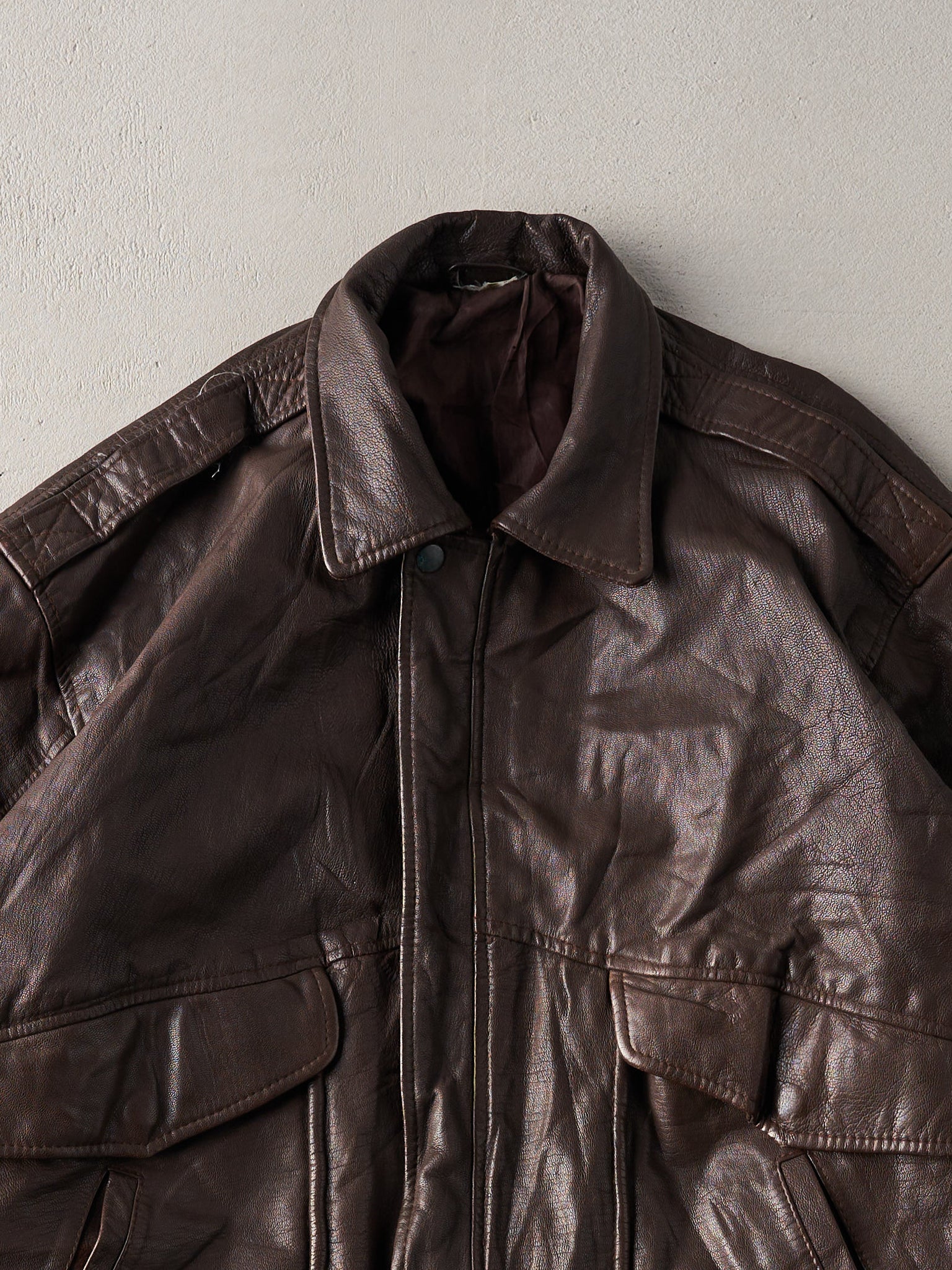 Vintage 80s Dark Brown Leather Jacket (L)