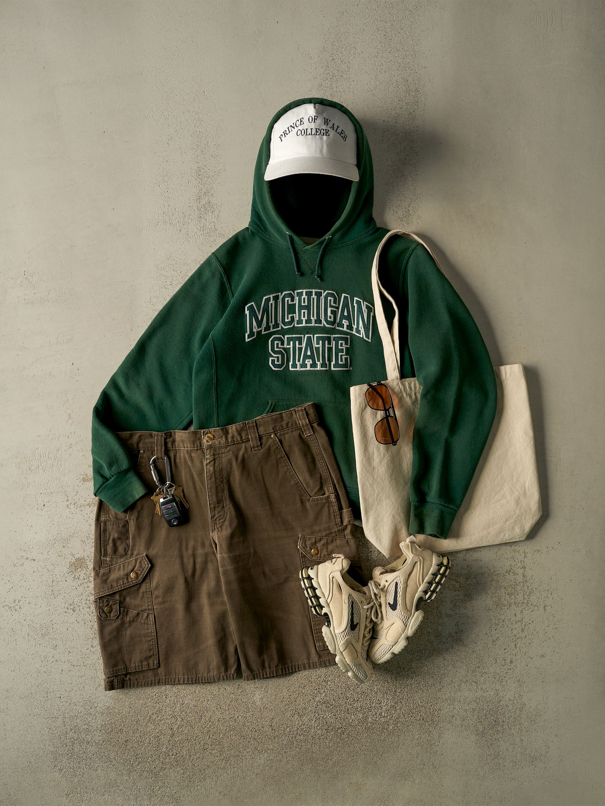 Vintage Y2K Sun Faded Green Russell Athletic Michigan State University Hoodie (XS/S)