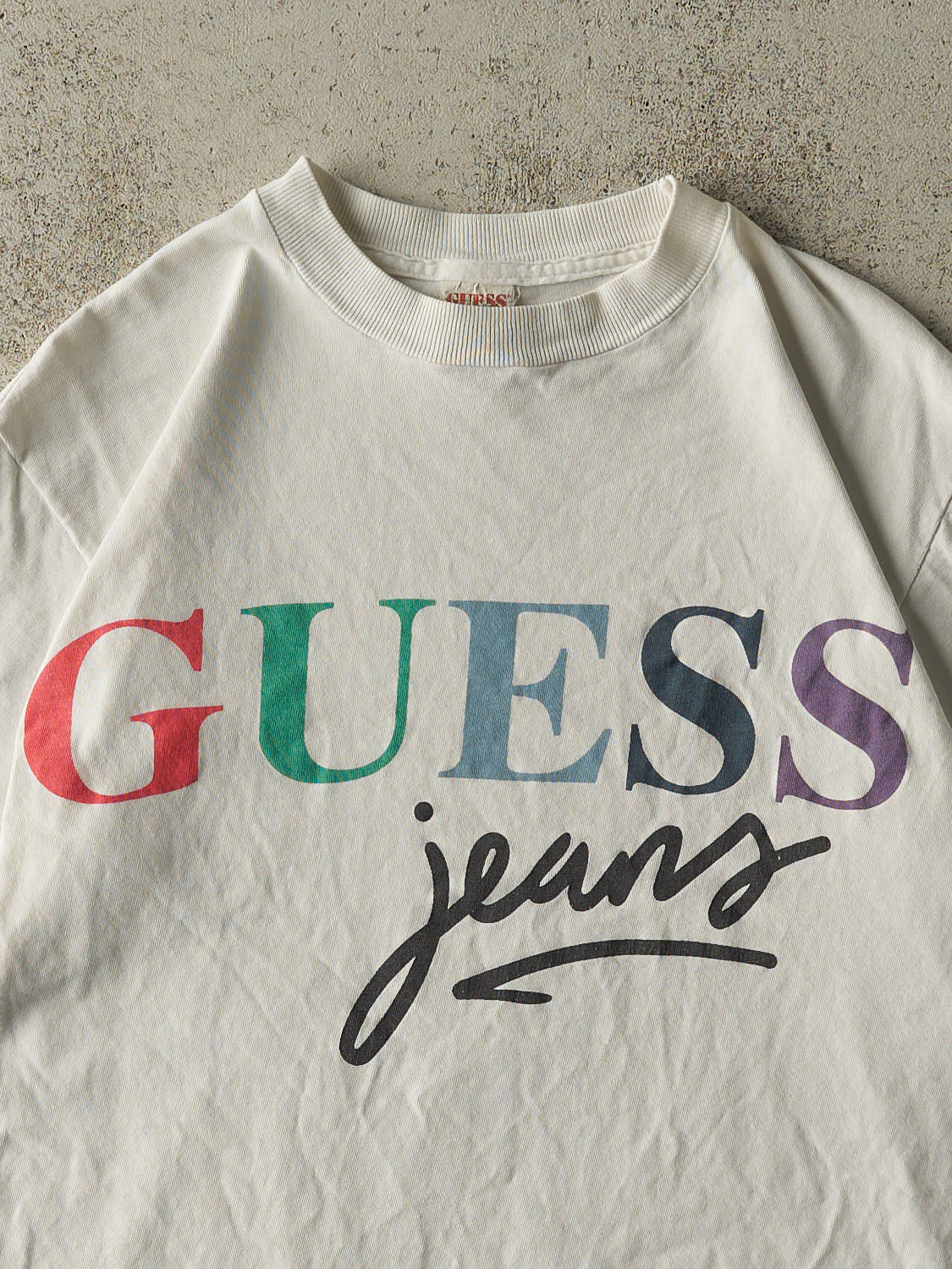 Vintage 90s White Guess Jeans Single Stitch Tee (XS/S)
