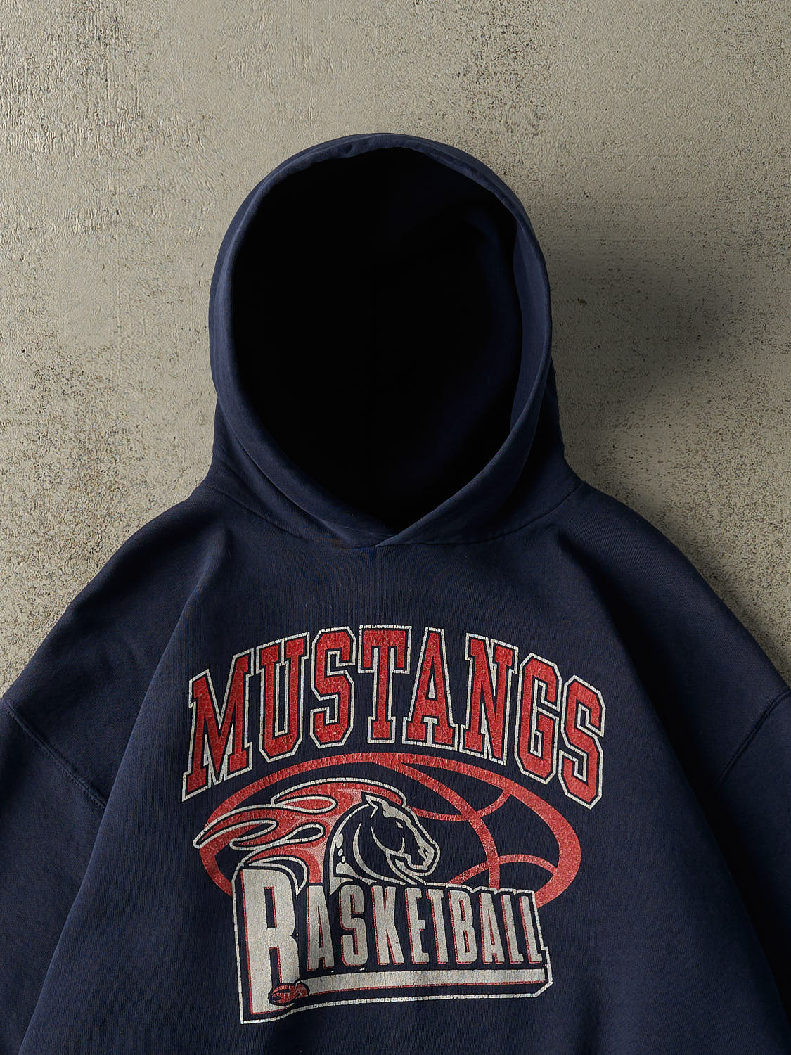Vintage Y2K Navy Blue Mustangs Basketball Russell Athletic Hoodie (L)