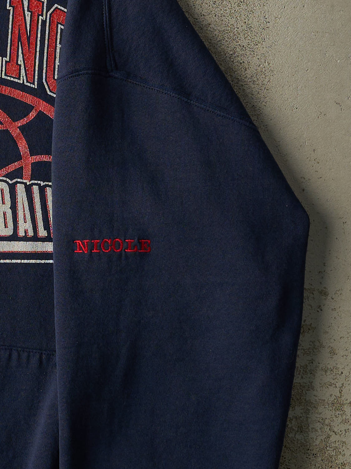 Vintage Y2K Navy Blue Mustangs Basketball Russell Athletic Hoodie (L)