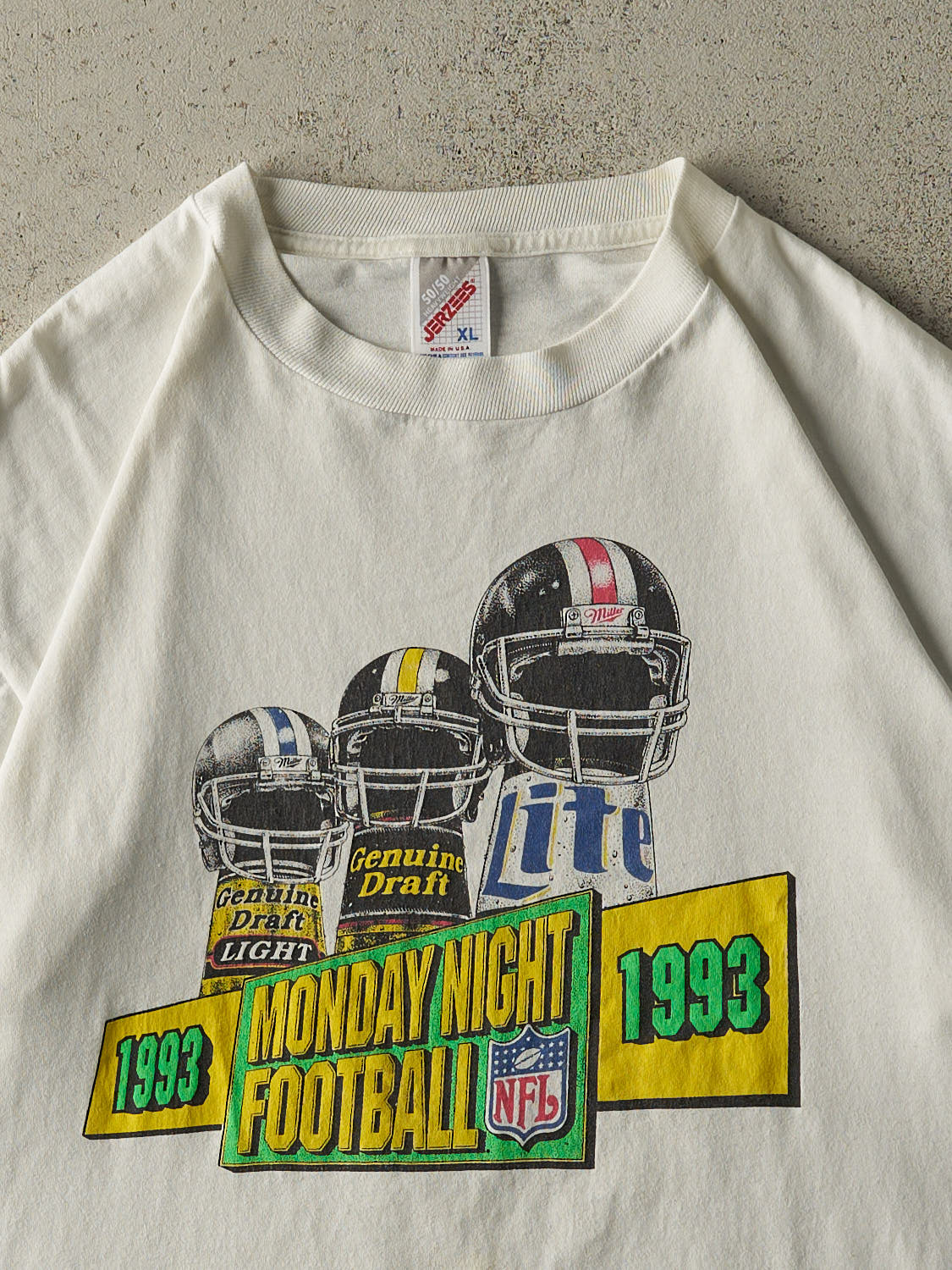 Vintage 93' White NFL Monday Night Football Miller Beer Tee (L/XL)