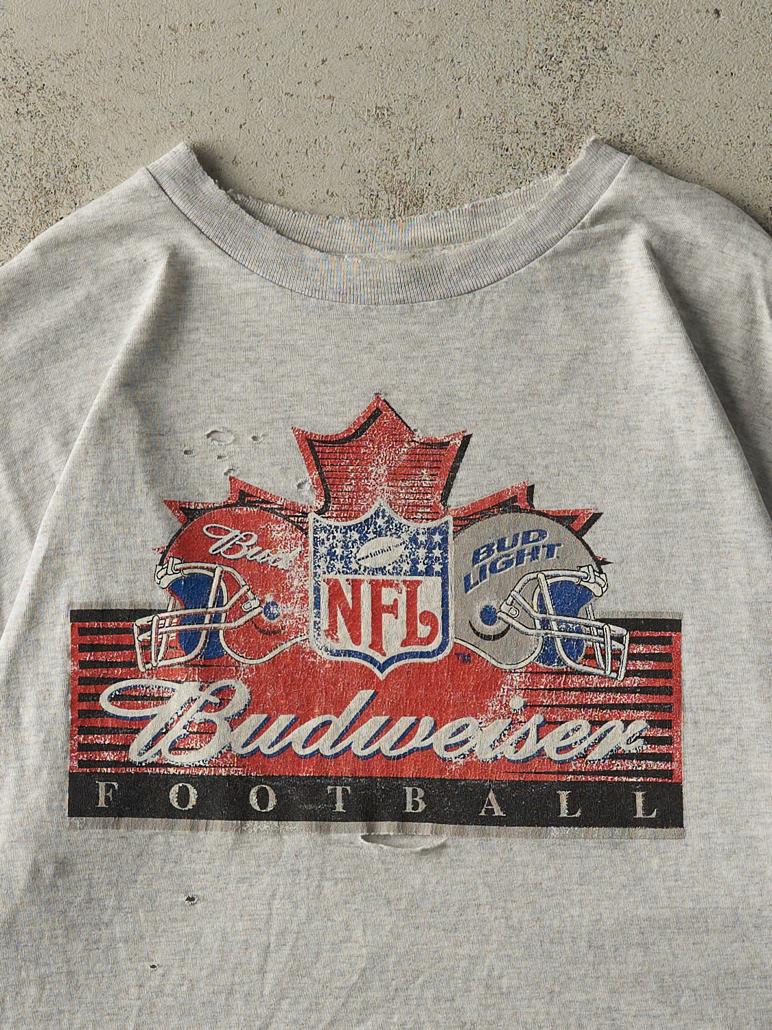 Vintage Y2K Heather Grey NFL Budweiser Tee (L/XL)