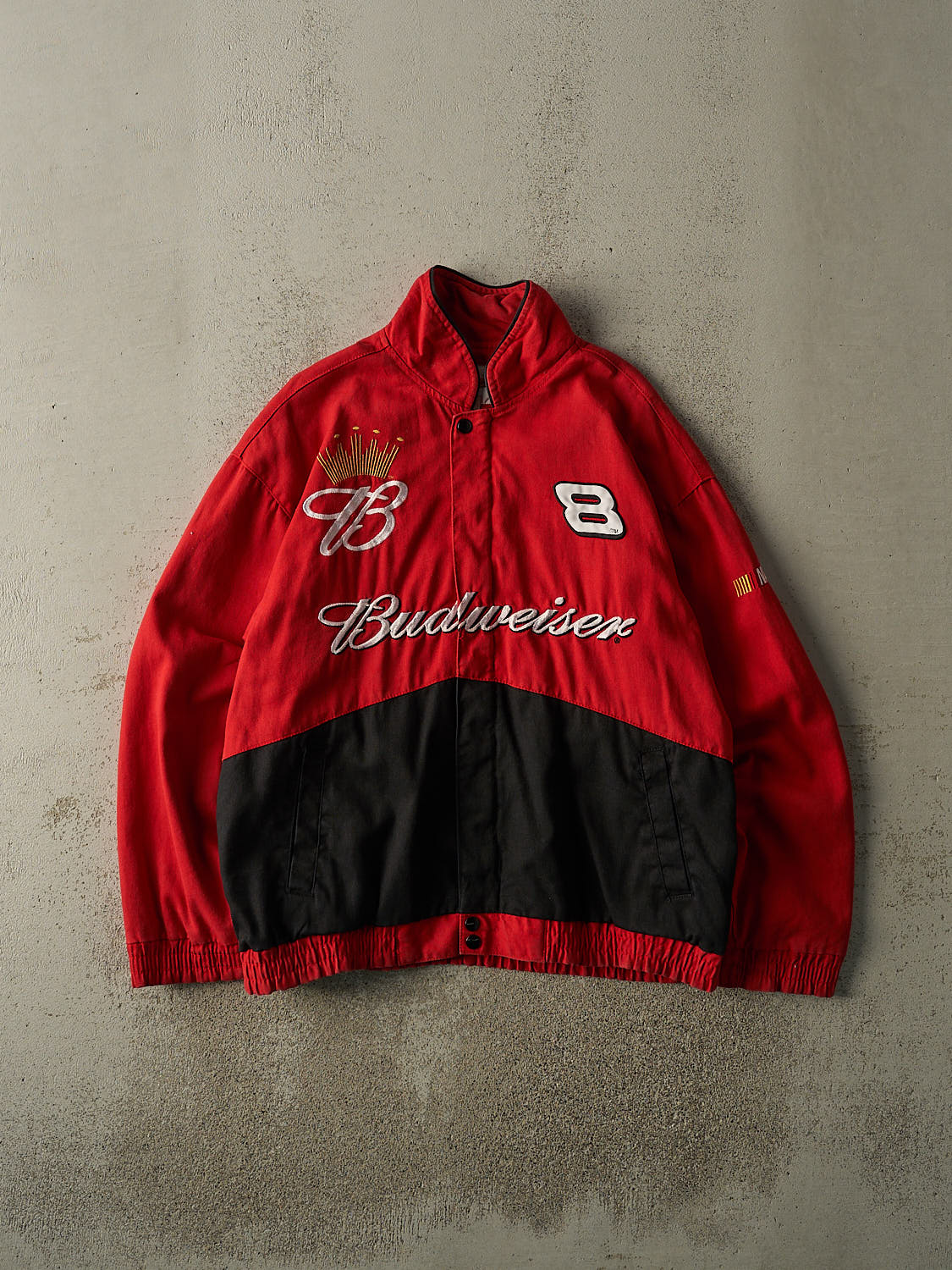 Vintage Y2K Red Budweiser Dale Earnhardt Nascar Lightweight Racing Jacket (L/XL)