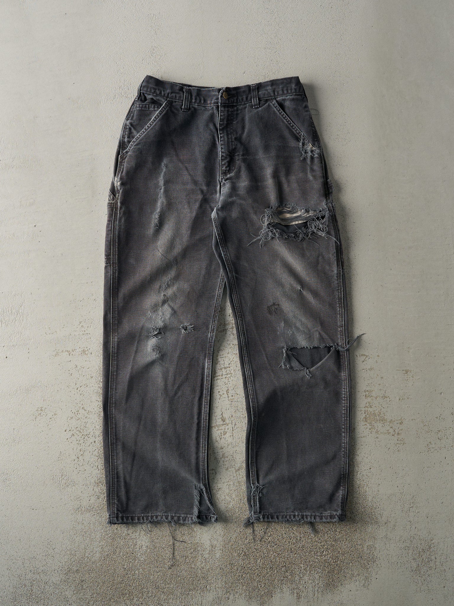 Vintage 90s Faded Black Carhartt Carpenter Pants (30x30)