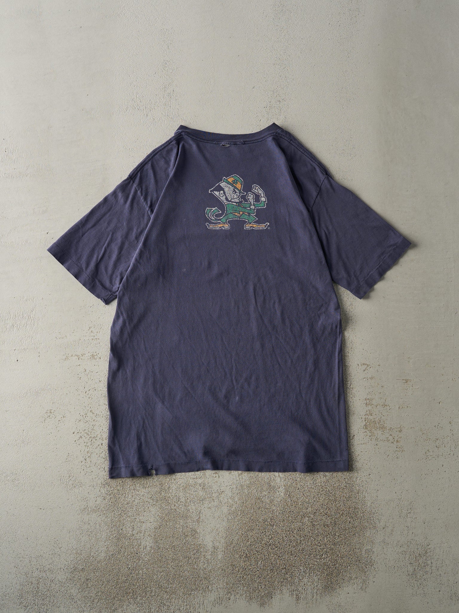 Vintage 90s Navy Blue Notre Dame Fighting Irish Single Stitch Tee (L/XL)