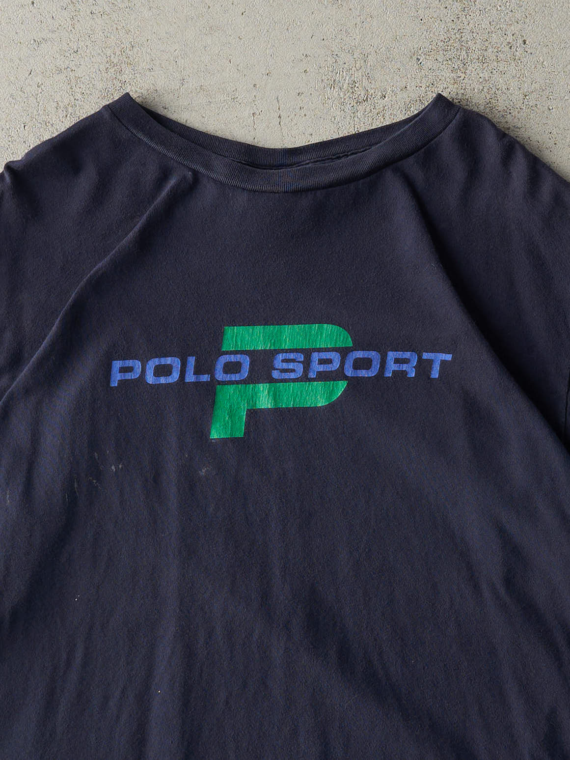 Vintage Y2K Navy Blue Polo Sport Logo Tee (M)
