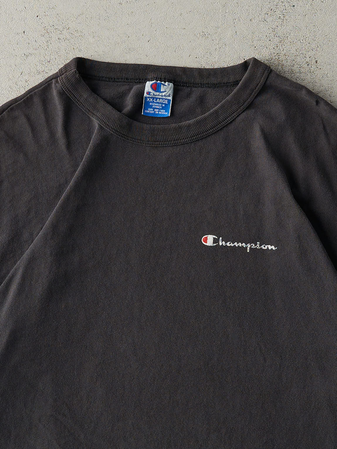 Vintage 90s Faded Black Champion Logo Tee (XL)
