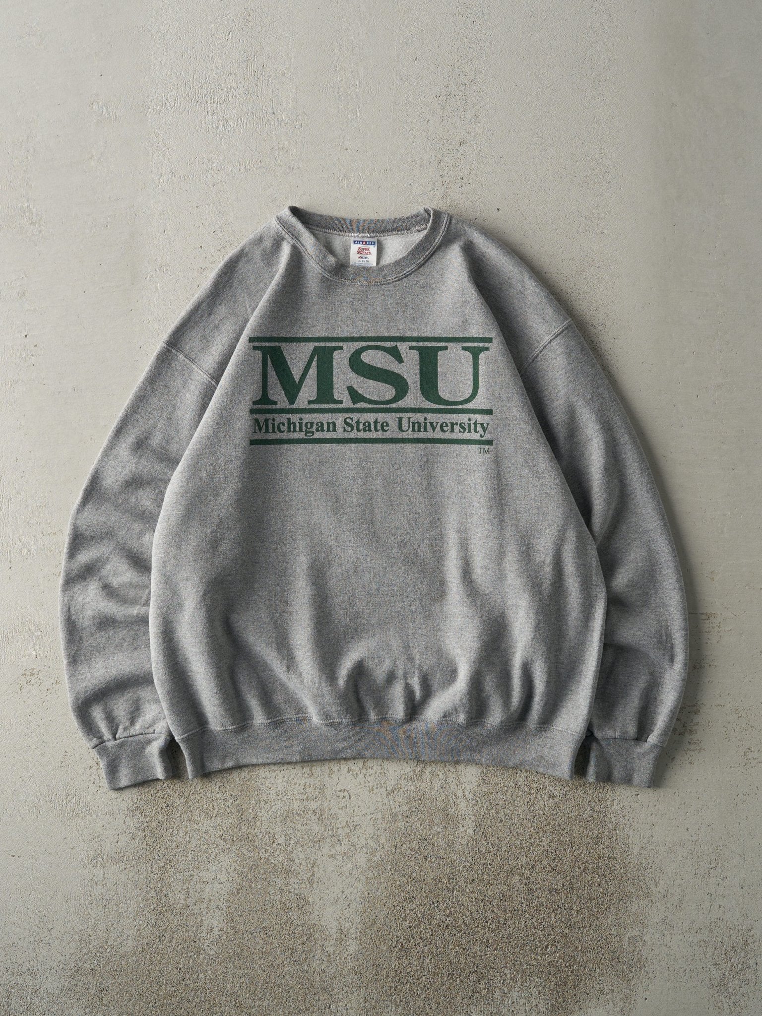 Vintage Y2K Grey Michigan State University Crewneck (L)