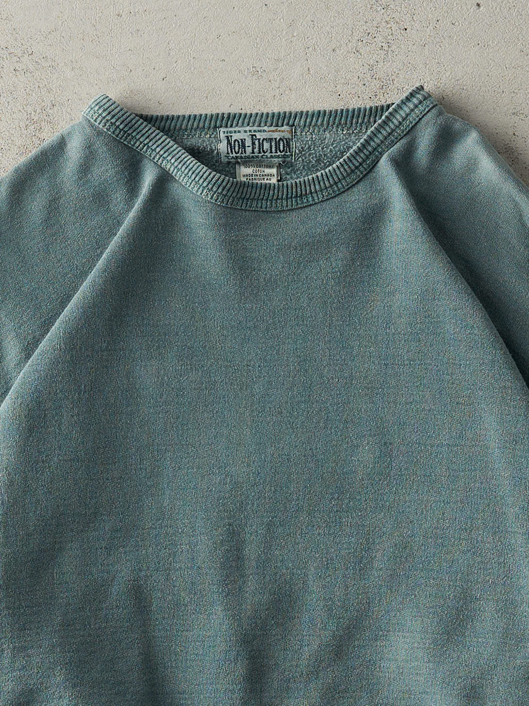 Vintage 90s Washed Green Blank Non-Fiction Crewneck (XXL)