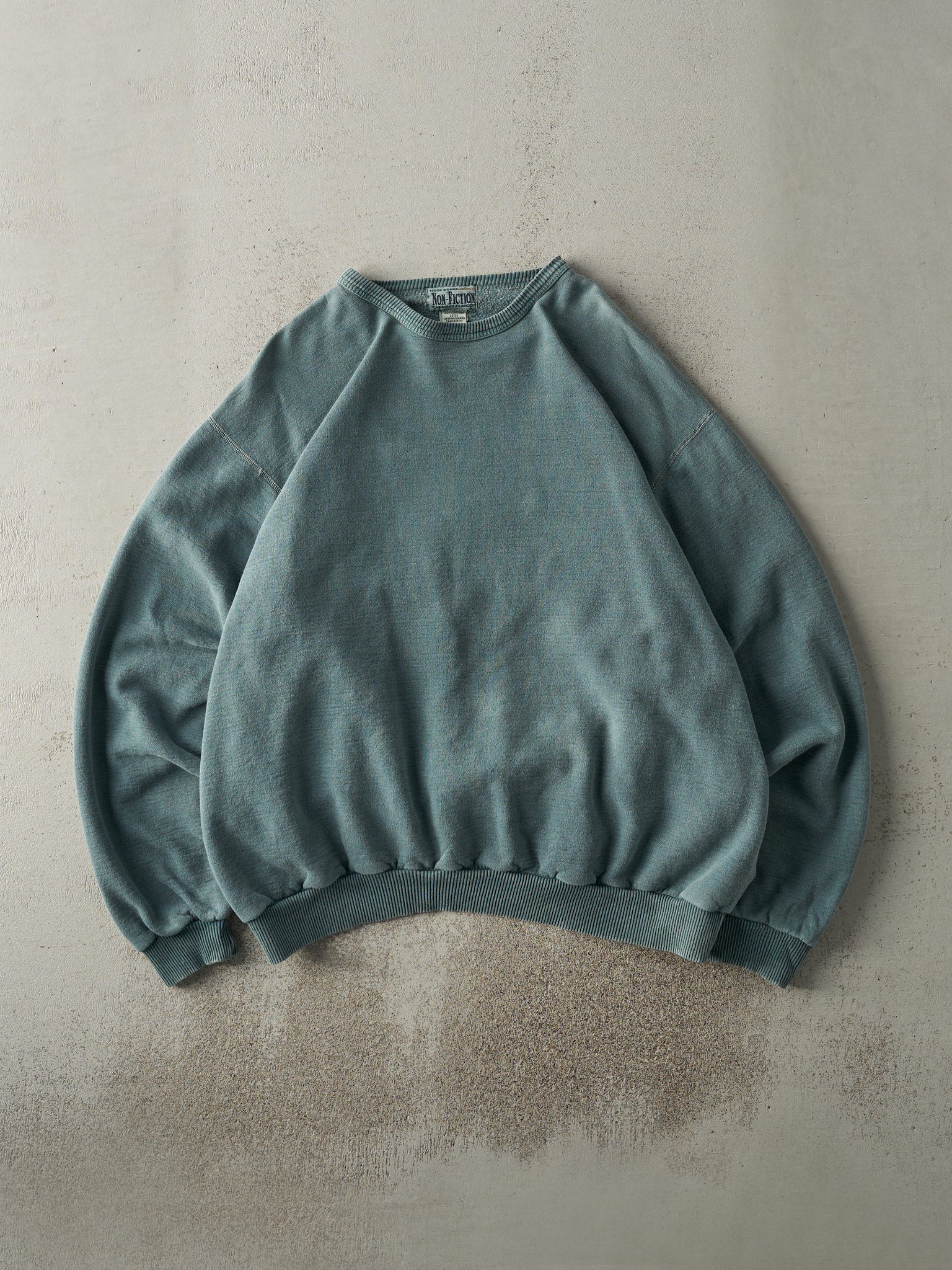 Vintage 90s Washed Green Blank Non-Fiction Crewneck (XXL)