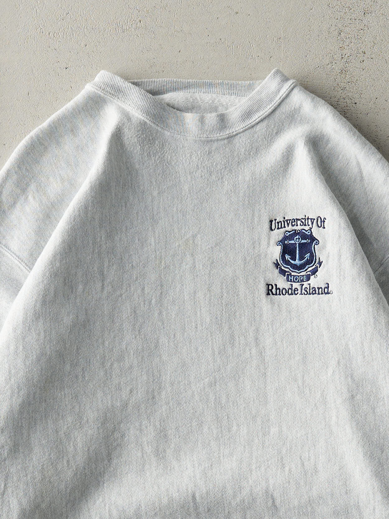 Vintage 90s Heather Grey Champion Reverse Weave University of Rhode Island Crewneck (XL)