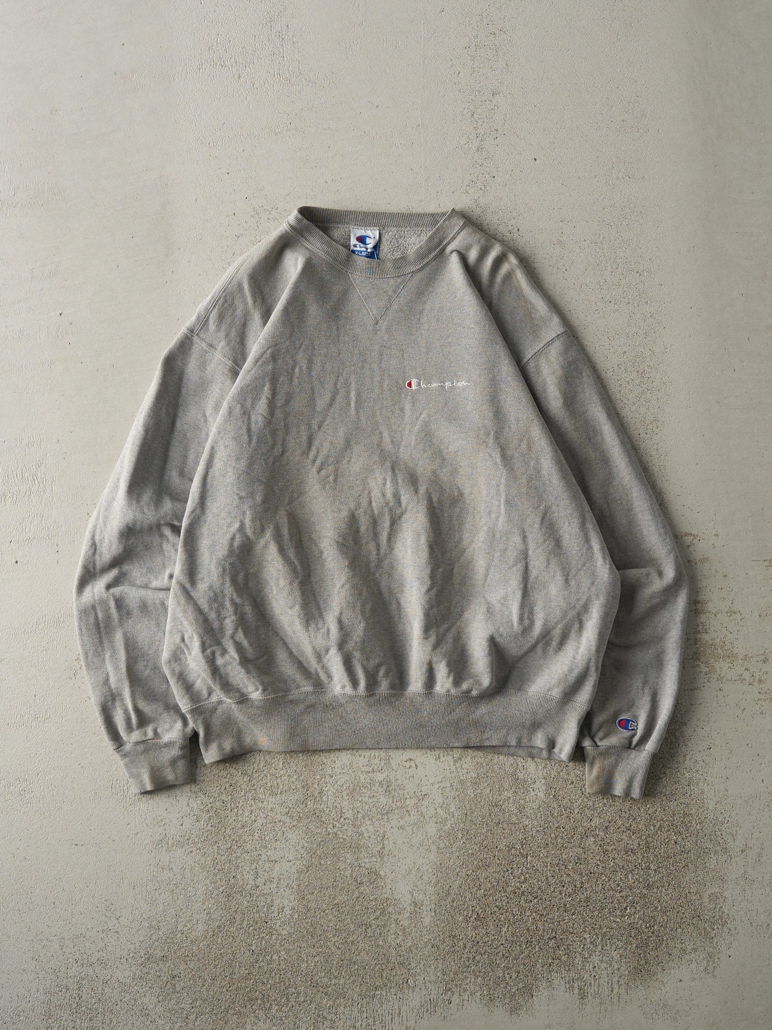 Vintage 90s Grey Champion Embroidered Logo Crewneck (L)