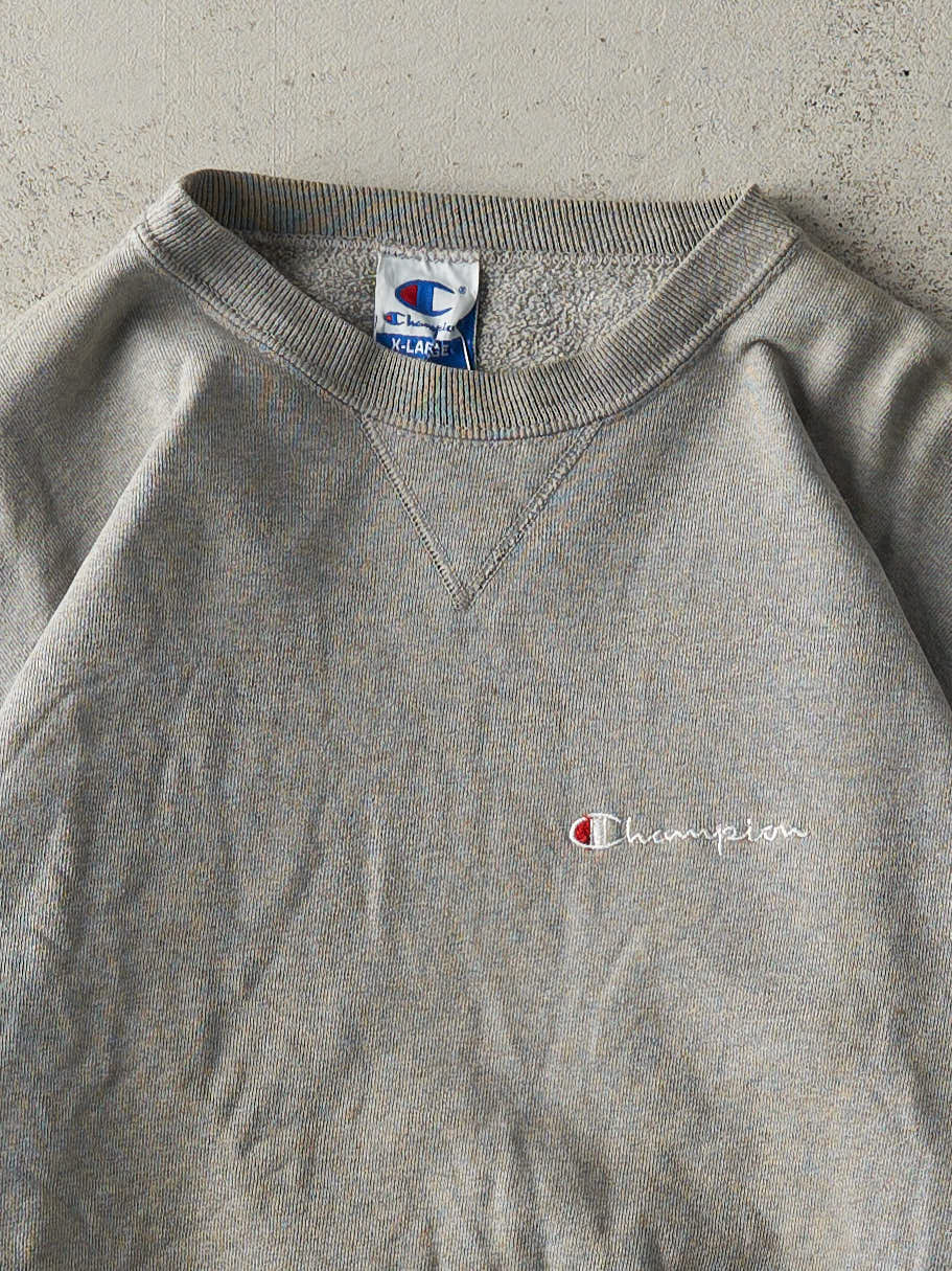 Vintage 90s Grey Champion Embroidered Logo Crewneck (L)