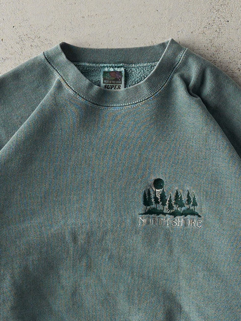 Vintage 90s Washed Green North Shore Embroidered Boxy Crewneck (L/XL)