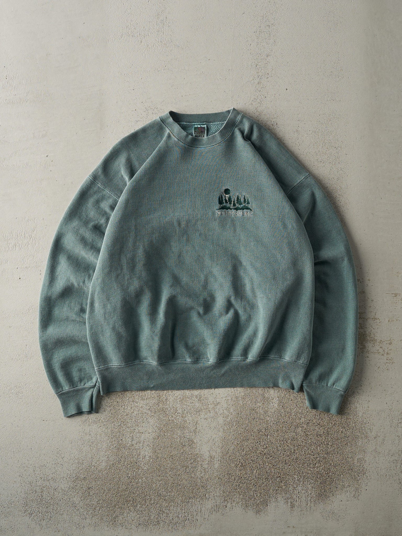 Vintage 90s Washed Green North Shore Embroidered Boxy Crewneck (L/XL)