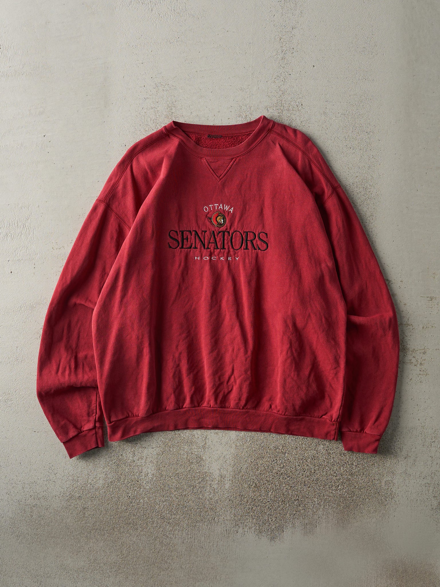 Vintage 90s Burgundy Ottawa Senators Embroidered Crewneck (L)