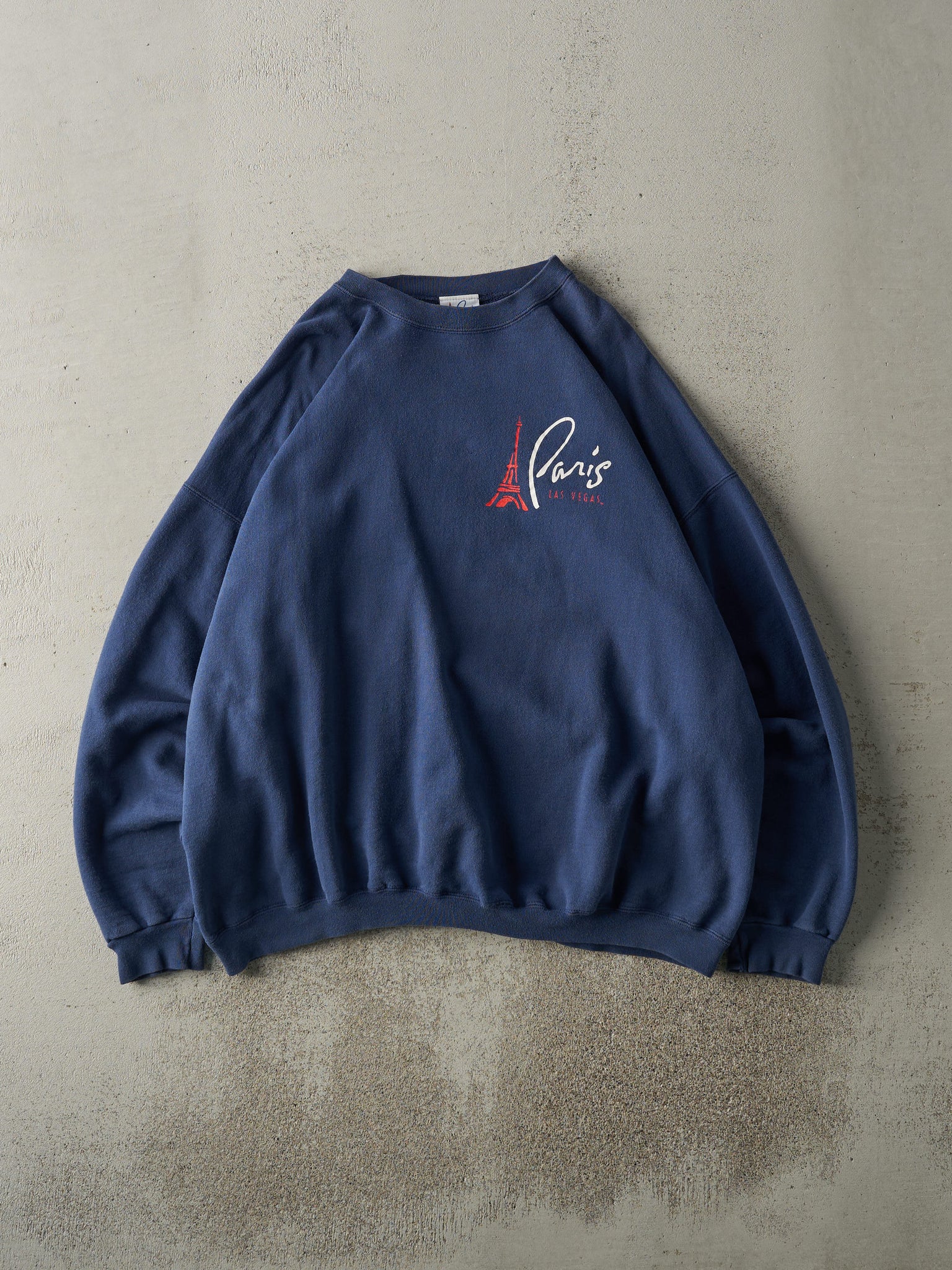 Vintage 90s Navy Blue Paris Las Vegas Boxy Crewneck (XL)