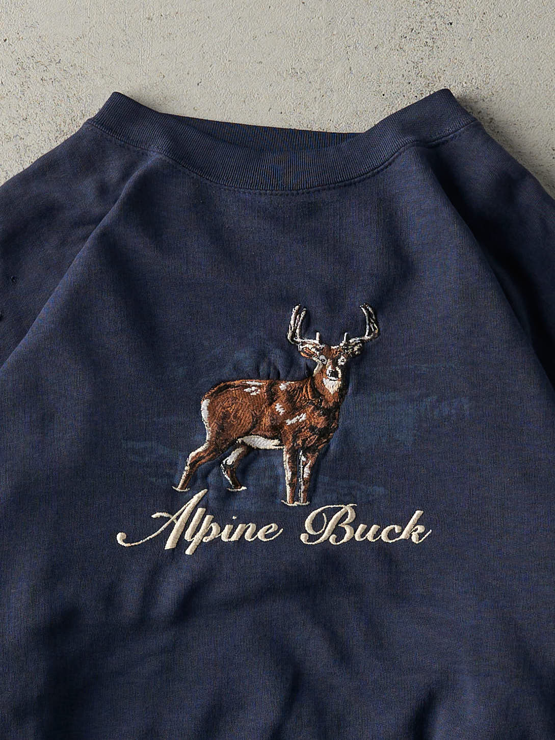 Vintage 90s Navy Blue Alpine Buck Embroidered Boxy Crewneck (L/XL)