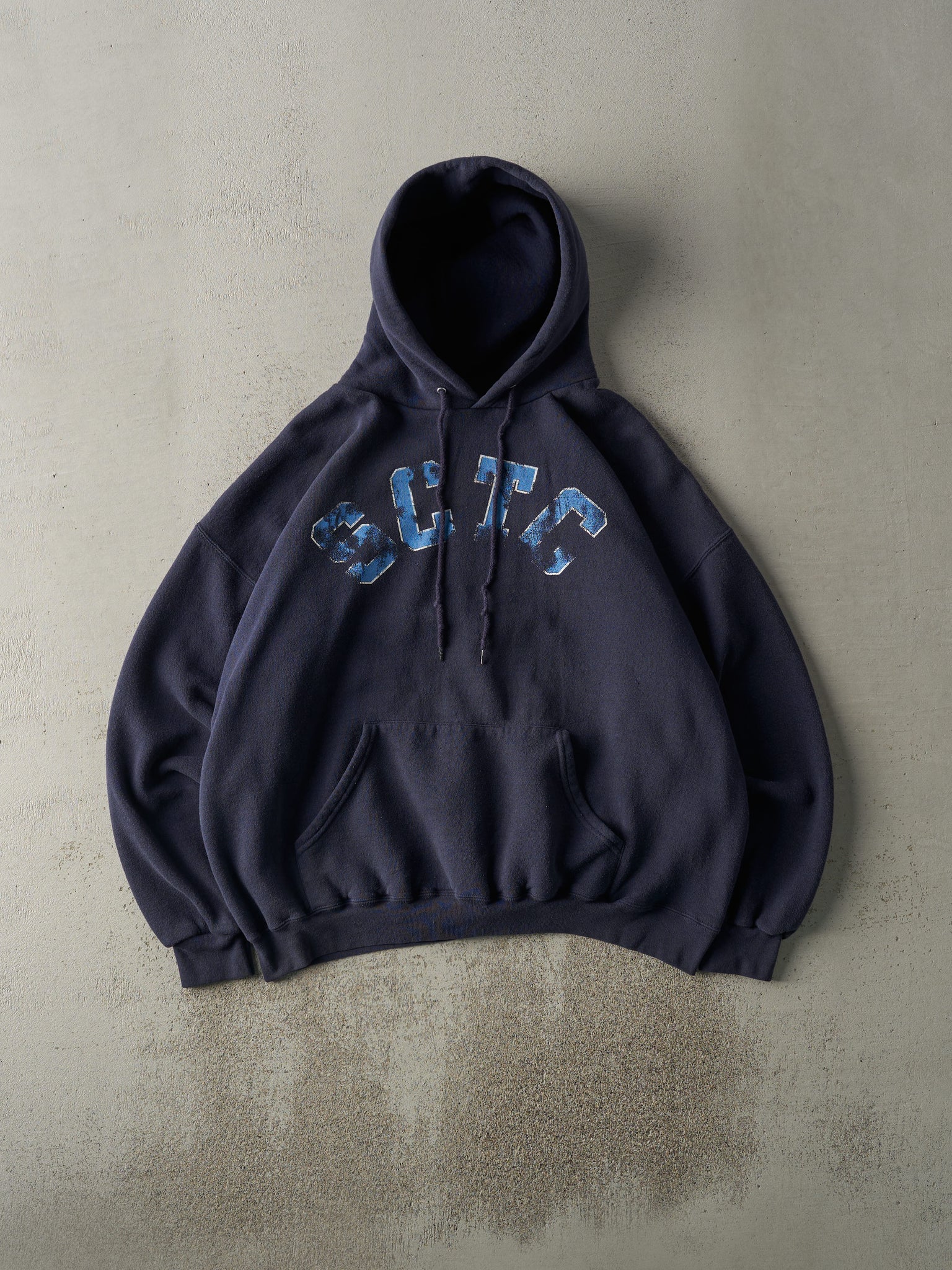 Vintage 90s Navy Blue SCTC Boxy Hoodie (XXL)