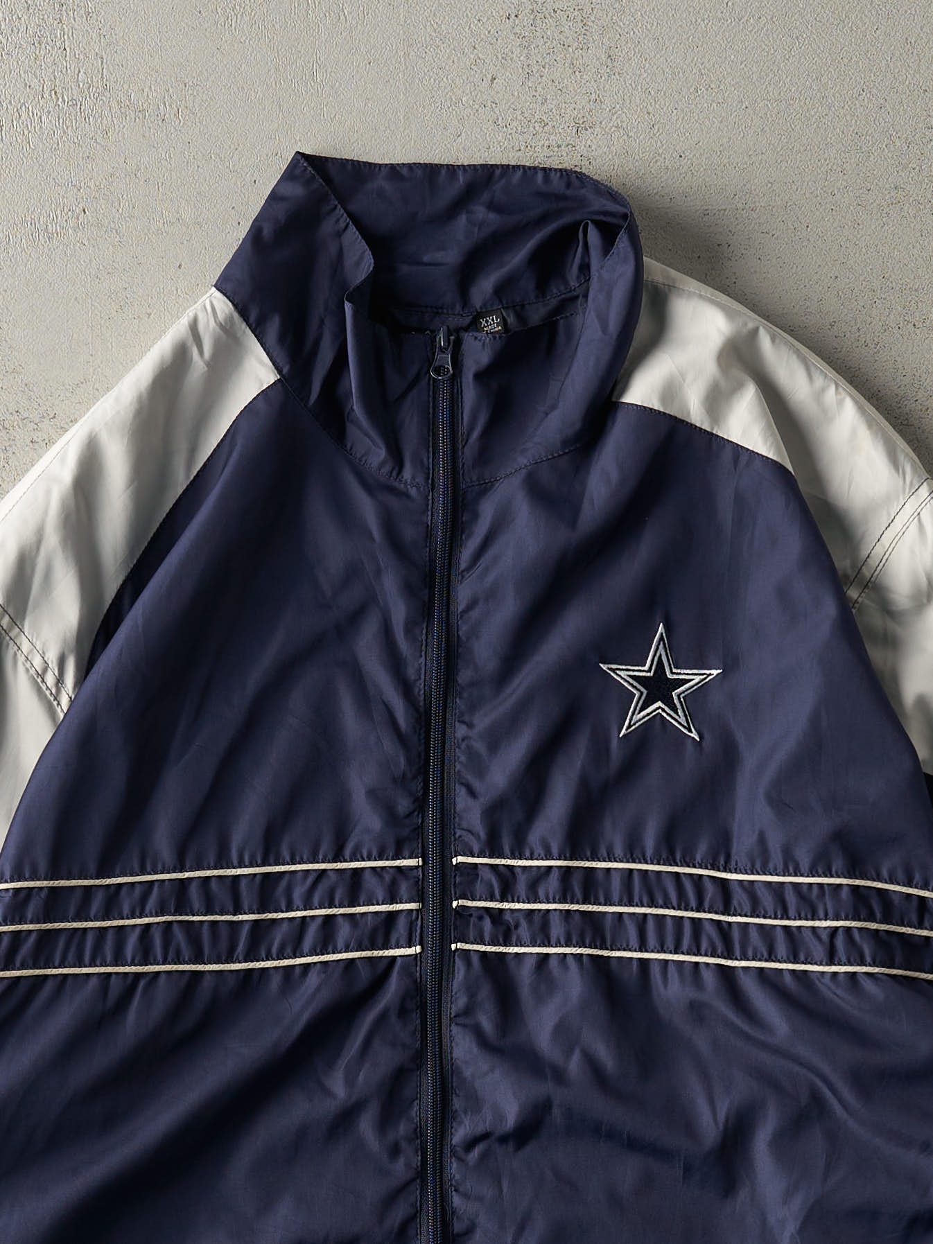 Vintage 90s Navy Blue & Grey Dallas Cowboys Windbreaker Jacket (XL)