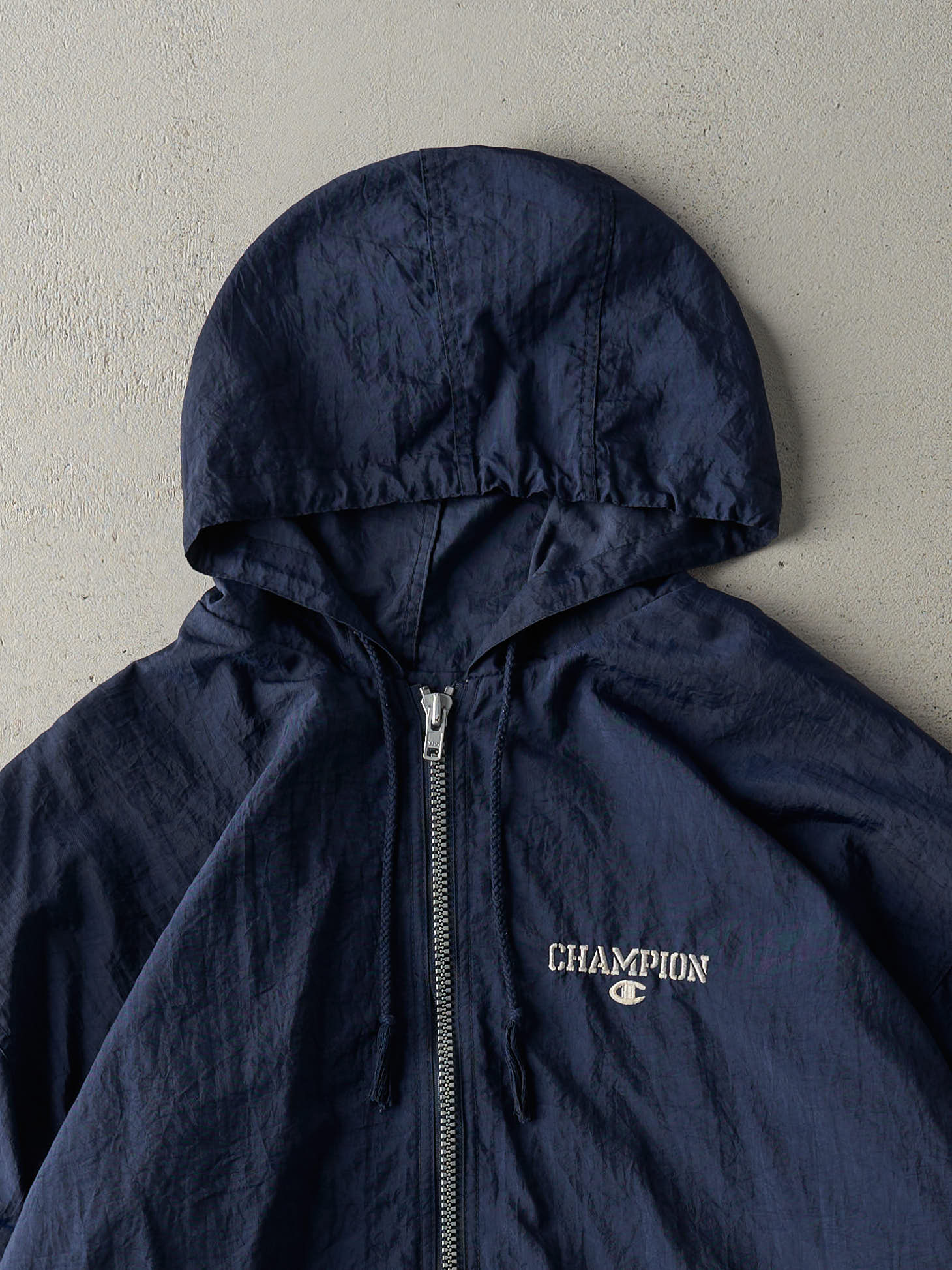 Vintage 90s Navy Blue Champion Lined Windbreaker Jacket (XL)