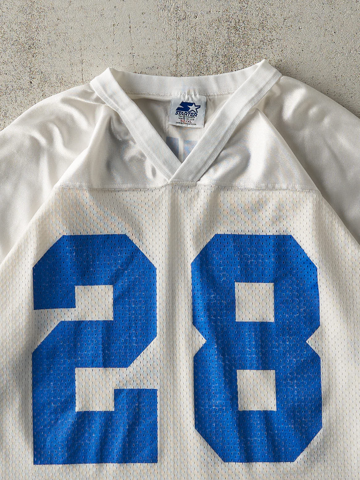 Vintage 95' White & Blue Indianapolis Colts #28 Marshall Faulk Cropped Jersey (M/L)